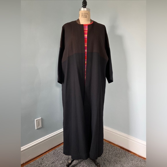 🆕ESKANDAR BERGDORF GOODMAN Size 0 Brown & Black Ribbed Coatigan - Picture 11 of 11